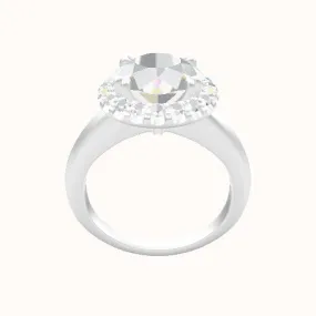 Modern Knife Edge Engagement Ring With Halo with Double Prong Head