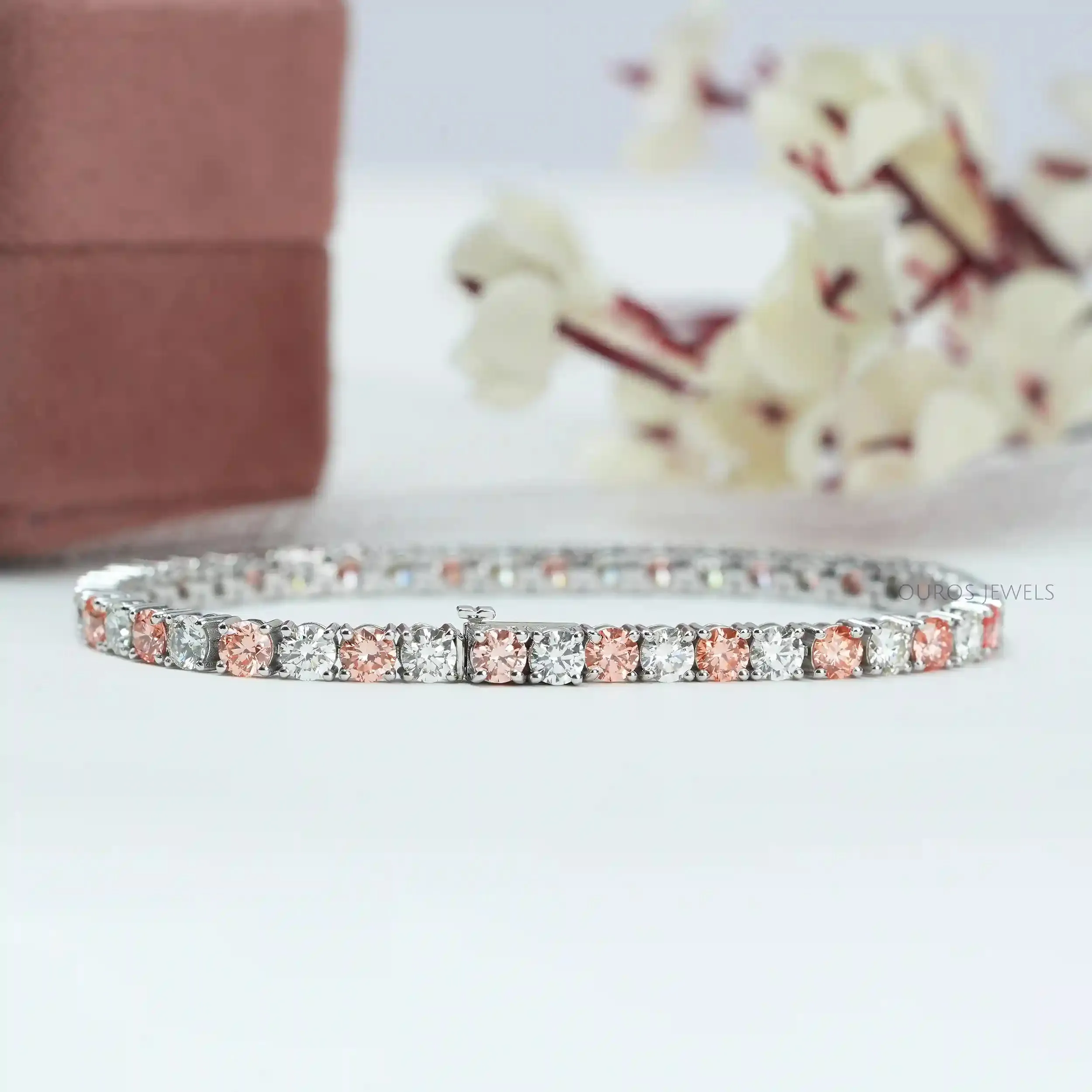 Multi Colored Round Diamond Tennis Bracelet