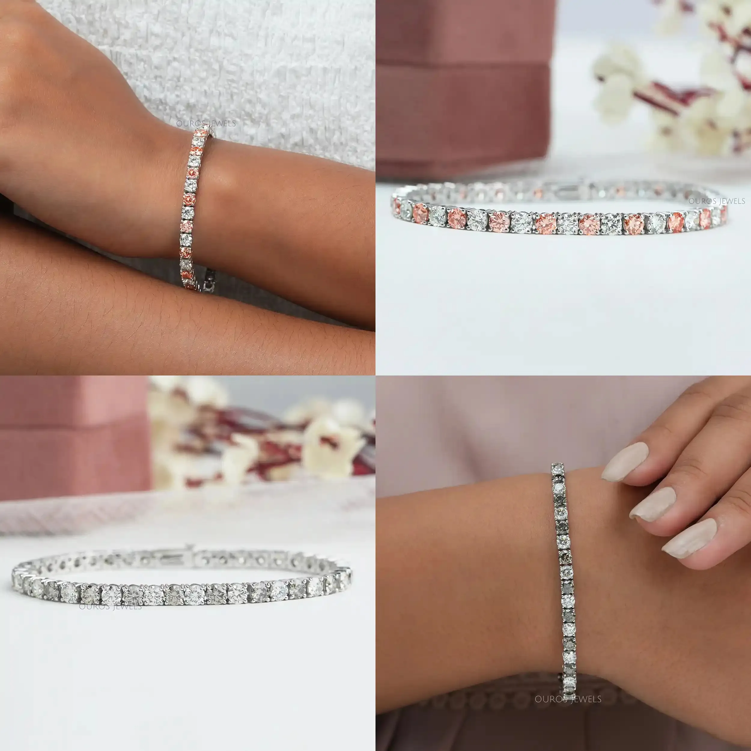 Multi Colored Round Diamond Tennis Bracelet