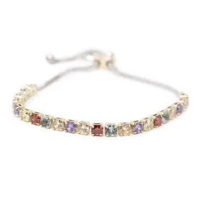 Multicolor Square CZ Slider Bracelet Two Tone