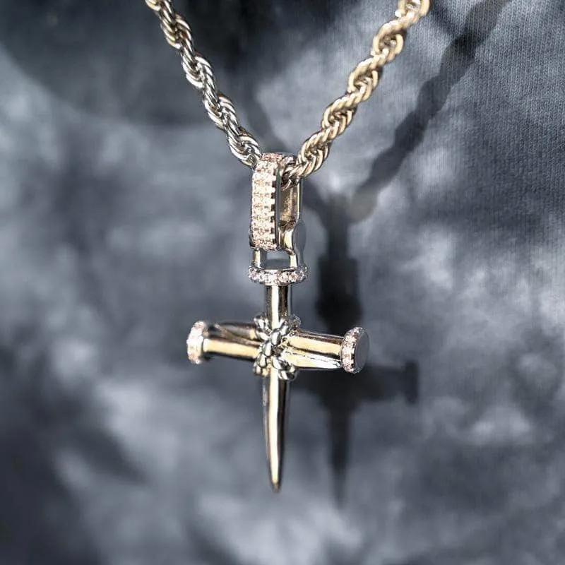 Nail Cross in White Gold