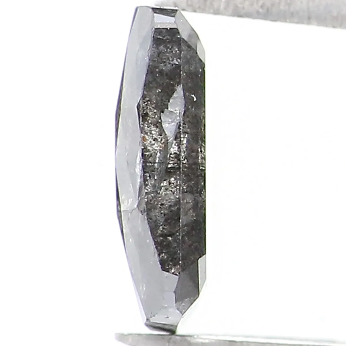 Natural Loose Emerald Salt And Pepper Diamond Black Grey Color 0.66 CT 6.95 MM Emerald Shape Rose Cut Diamond KR2430