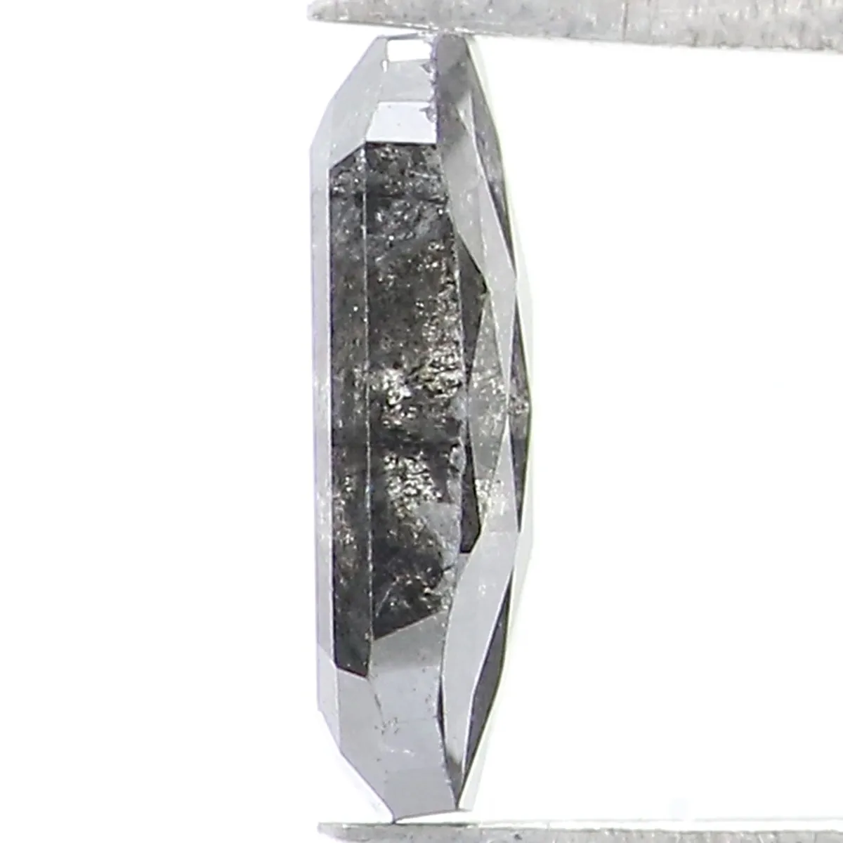 Natural Loose Emerald Salt And Pepper Diamond Black Grey Color 0.66 CT 6.95 MM Emerald Shape Rose Cut Diamond KR2430