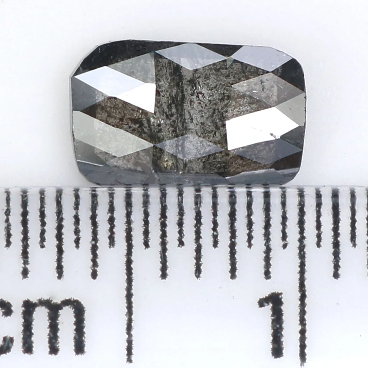 Natural Loose Emerald Salt And Pepper Diamond Black Grey Color 0.66 CT 6.95 MM Emerald Shape Rose Cut Diamond KR2430