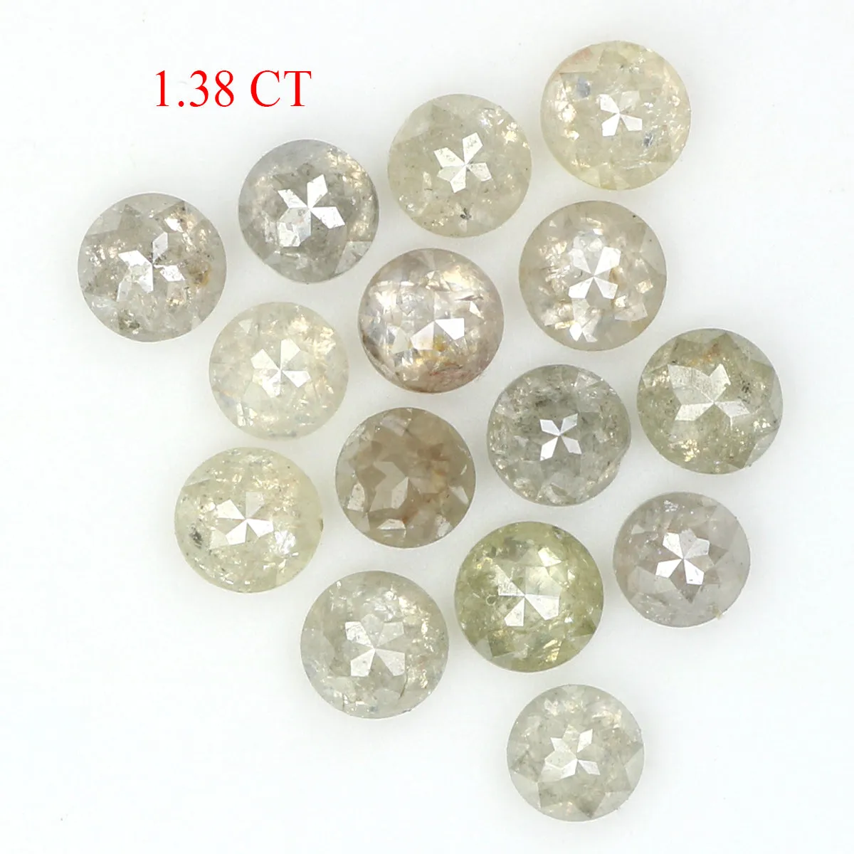 Natural Loose Round Rose Cut Grey Color Diamond 1.38 CT 2.50 MM Round Rose Cut Diamond L1646