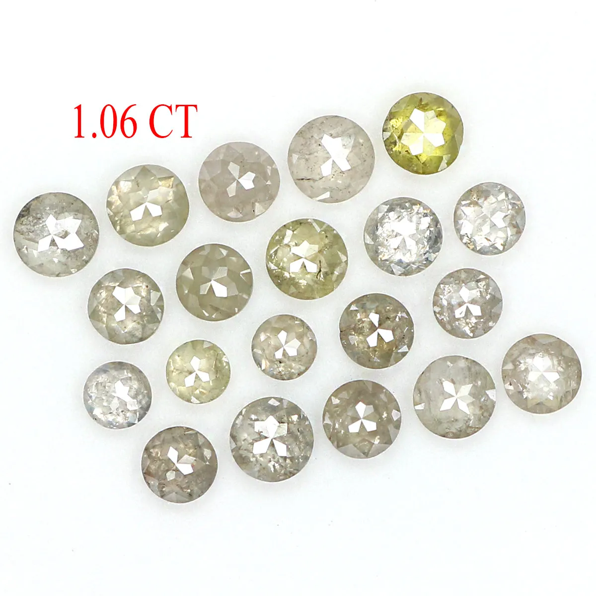 Natural Loose Round Rose Cut Yellow Grey Color Diamond 1.06 CT 1.80 MM Round Rose Cut Diamond KR2431