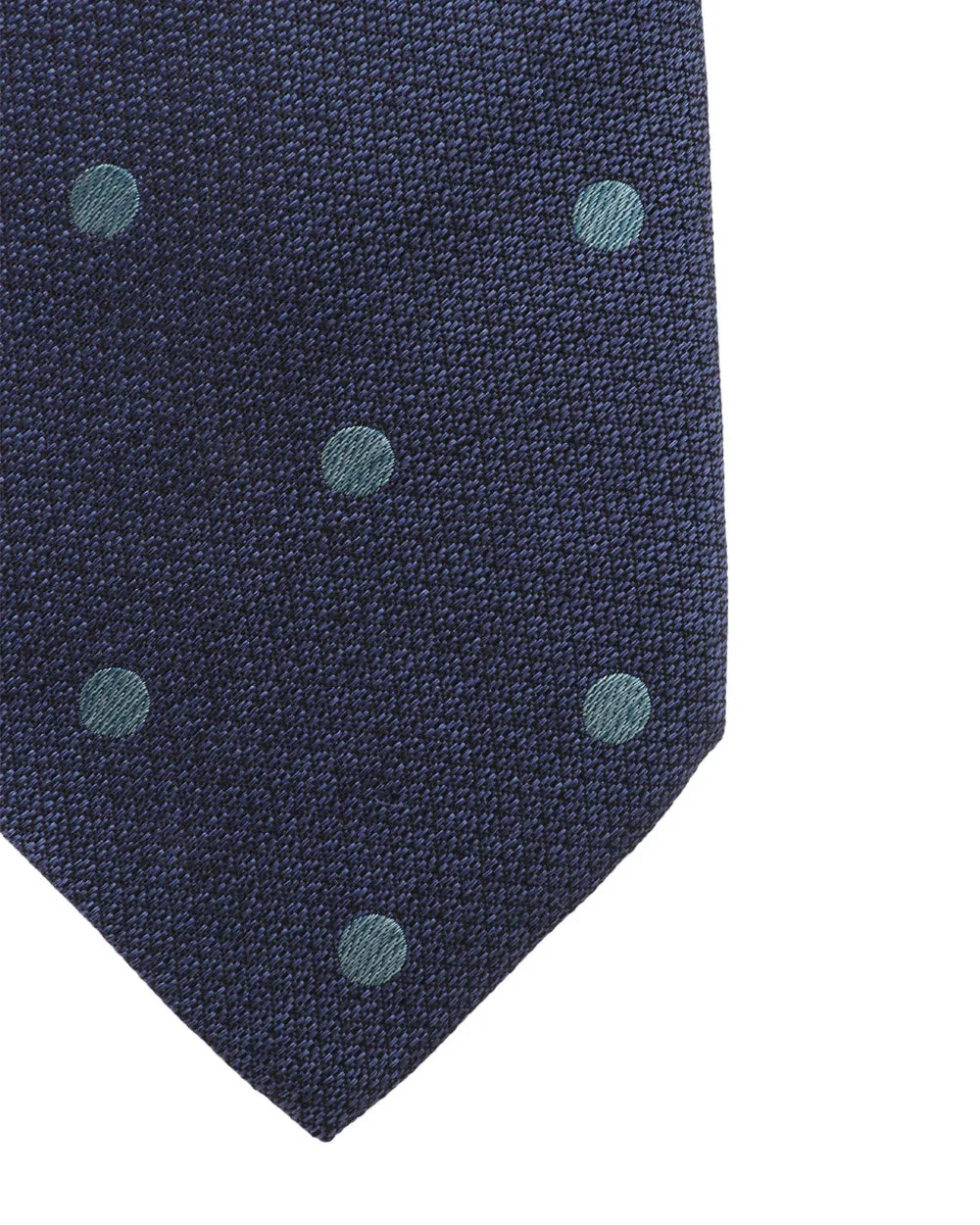 Navy and Turquoise Polka Dot Silk Tie