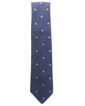 Navy and Turquoise Polka Dot Silk Tie