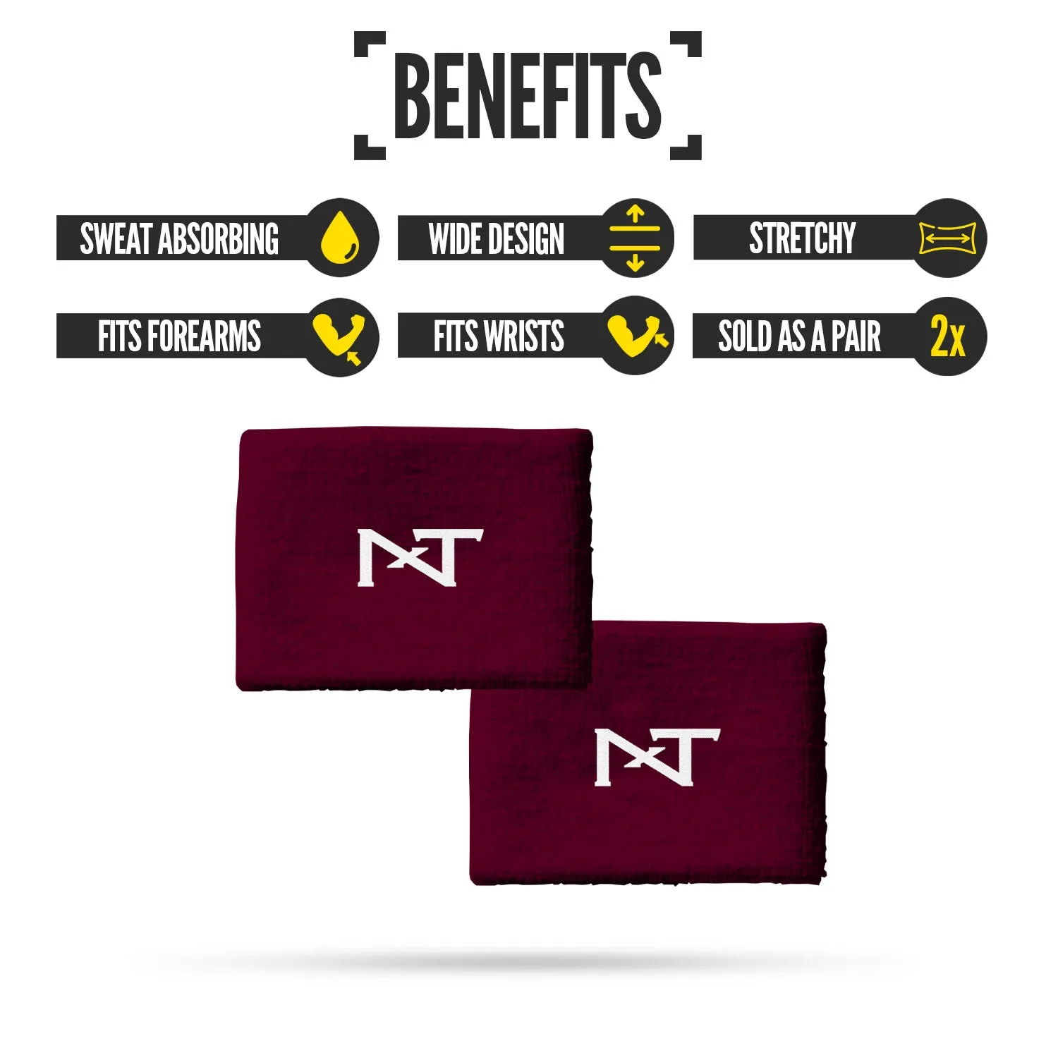 NXTRND Wrist Bands Maroon (1 Pair)