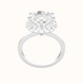 Open Solitaire Engagement Ring With Six Prong Halo Head