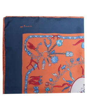 Orange and Navy Charm Silk Pocket Square