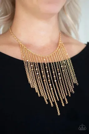 Paparazzi Necklace ~ First Class Fringe - Gold