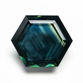 Parti Green/Teal-Yellow Step Cut Sapphire - 4.90ct Hexagon