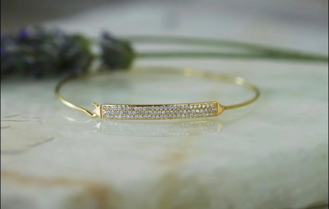 Pave Diamond Bar Cuff Bracelet