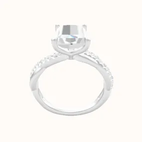 Pave Rope Engagement Ring With Petal Four Prong Head