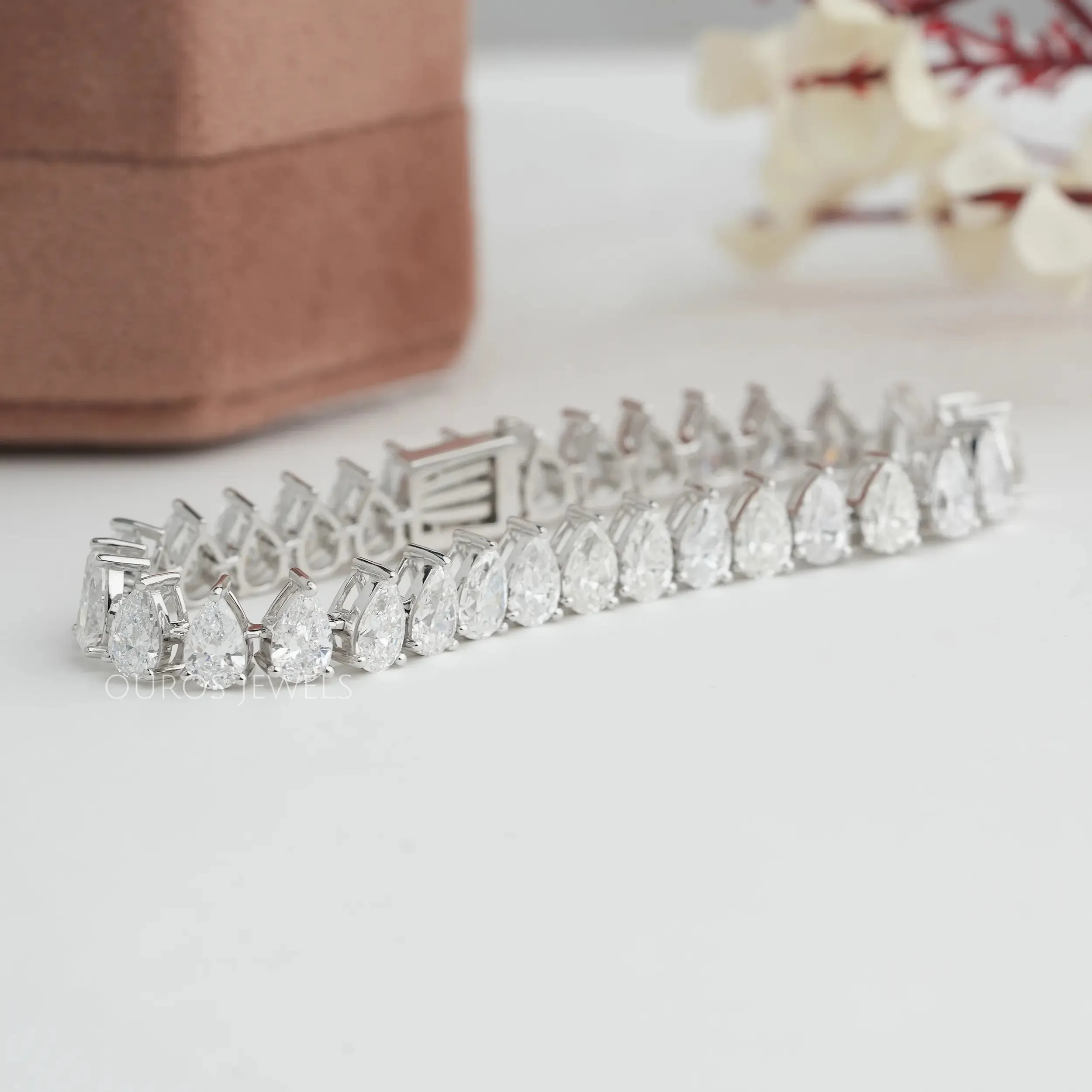 Pear Cut Lab Diamond Tennis Bracelet