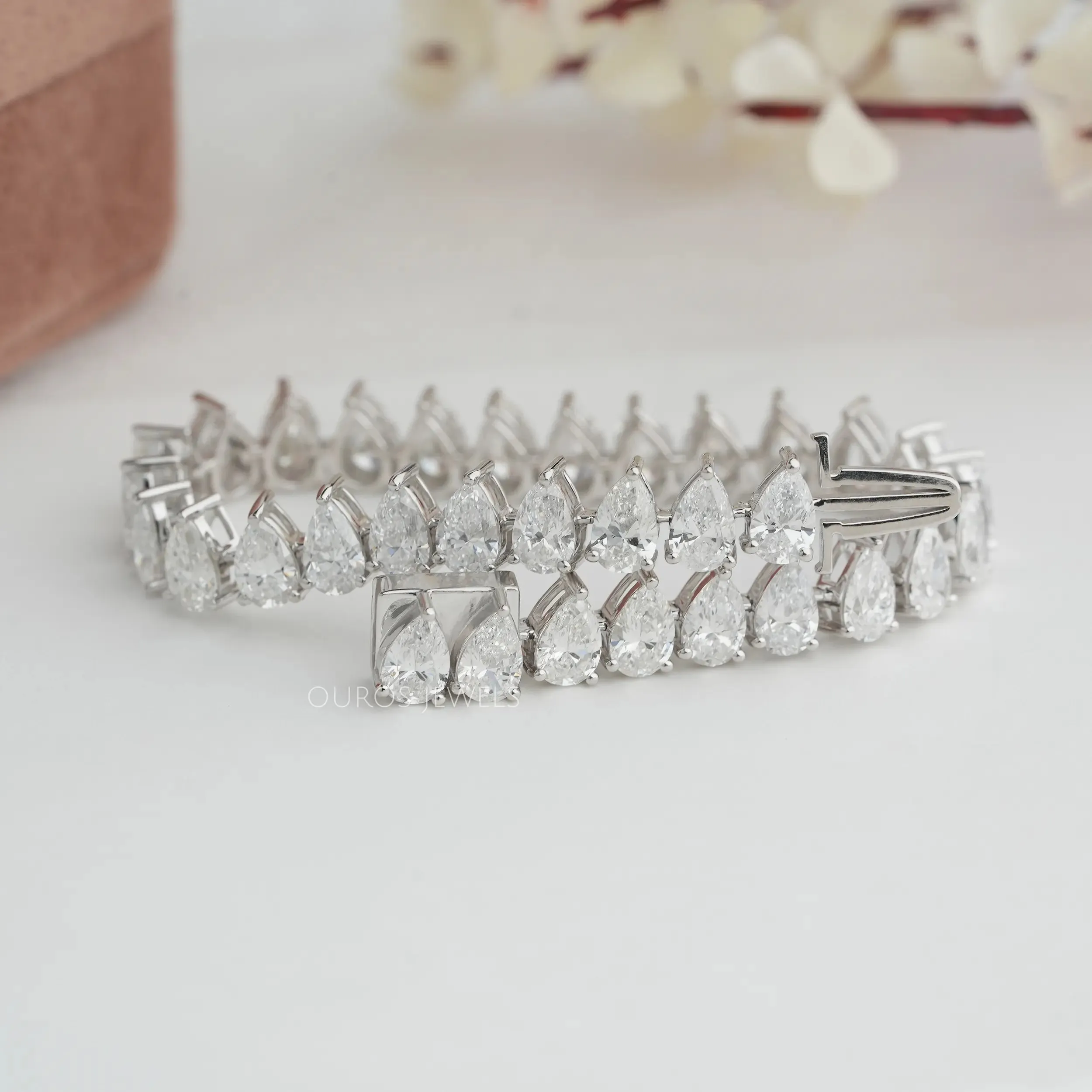 Pear Cut Lab Diamond Tennis Bracelet