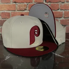 Philadelphia Phillies Cooperstown World Class 2-Time World Series Champions Two Tone Grey Bottom | Sand/Maroon 59Fifty Fitted Ca