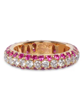 Pink Sapphire and Diamond Wedding Band