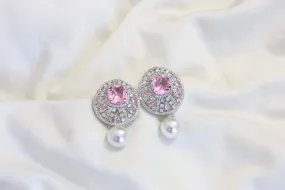 Premium CZ & Pearl Studs - Pink