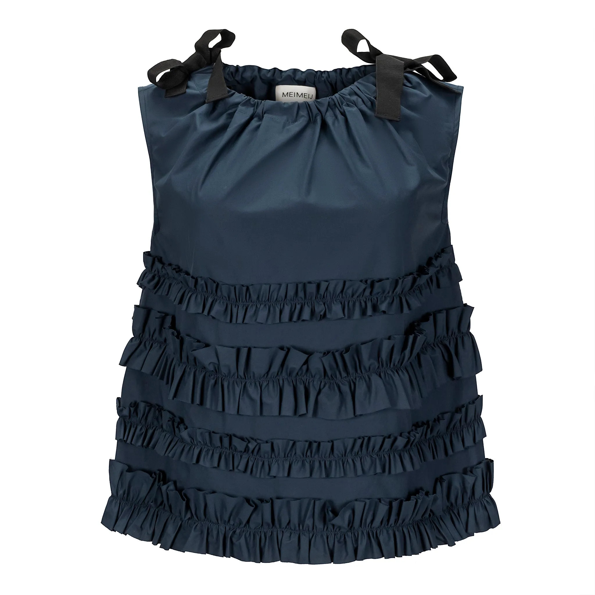 Ruched Ruffle Tank - Navy