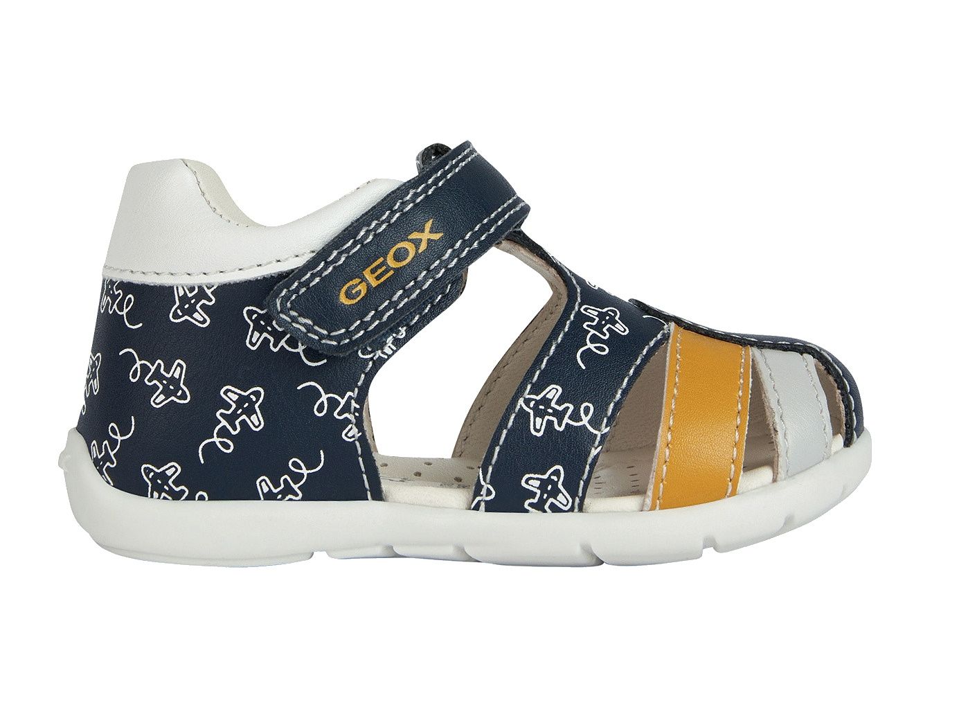 SANDALO GEOX BAMBINO PRIMI PASSI  BABY  B ELTHAN B. C - VIT.SINT. NAVY/OCHRE B021PC 000BC CF42Q  TG:19,20,21,22,23