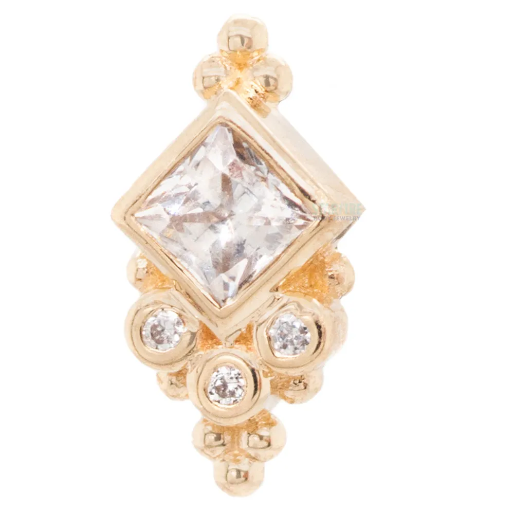 Sarai Princess Threaded End in Gold with White CZ's