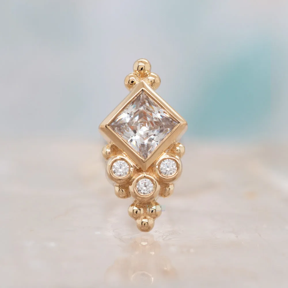 Sarai Princess Threaded End in Gold with White CZ's