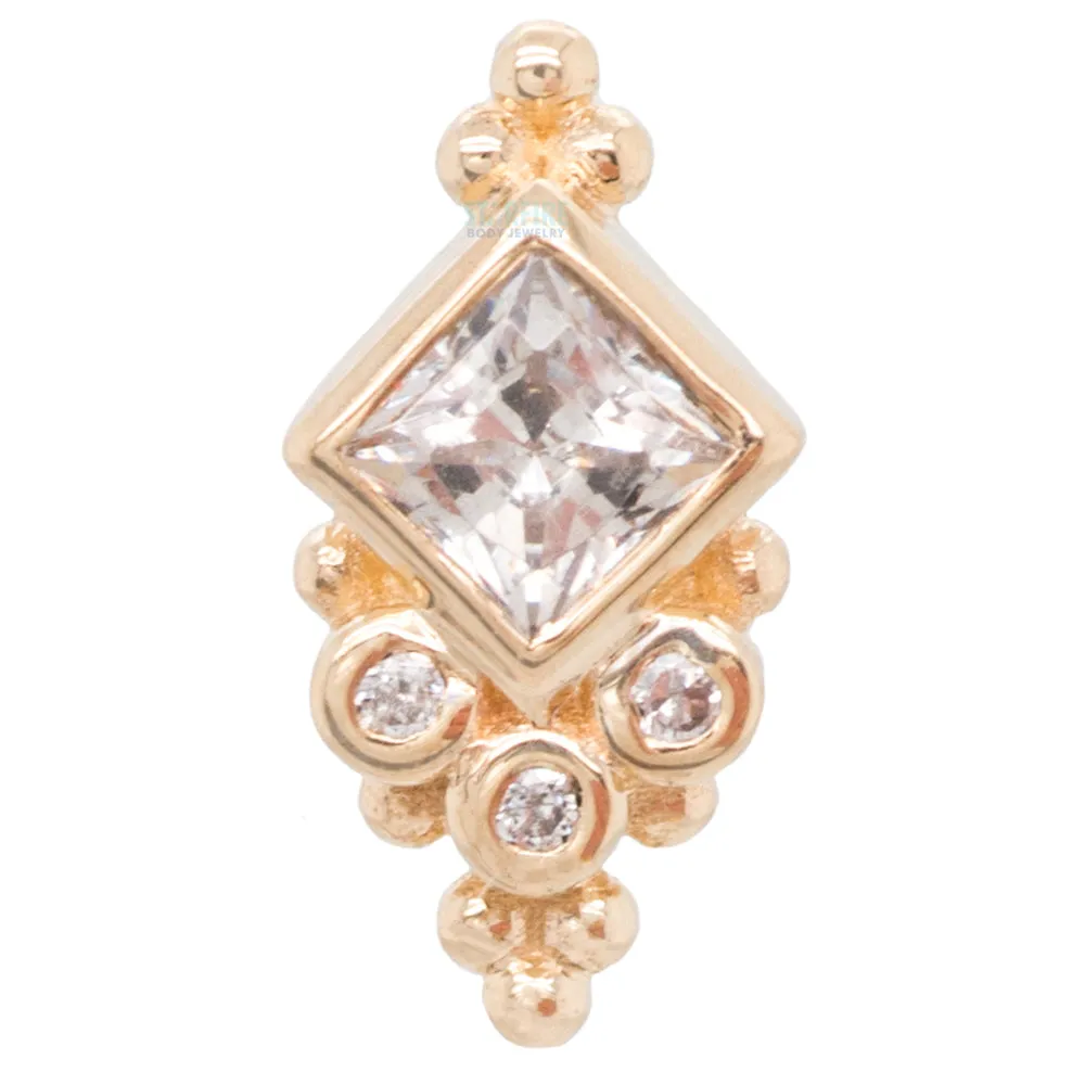 Sarai Princess Threaded End in Gold with White CZ's