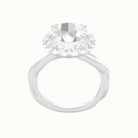 Solitaire Rope Engagement Ring With Halo with Double Prong Head