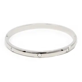 Stainless Steel Hinged Bangle Three CZ