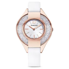 Swarovski Crystalline Sporty Watch Leather strap, White, Rose gold -5547635