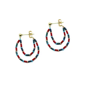 Swoop Earring / Navy, Red