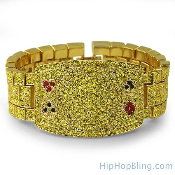 Texas Hold Em Poker Fan Lemonade Iced Out Bracelet