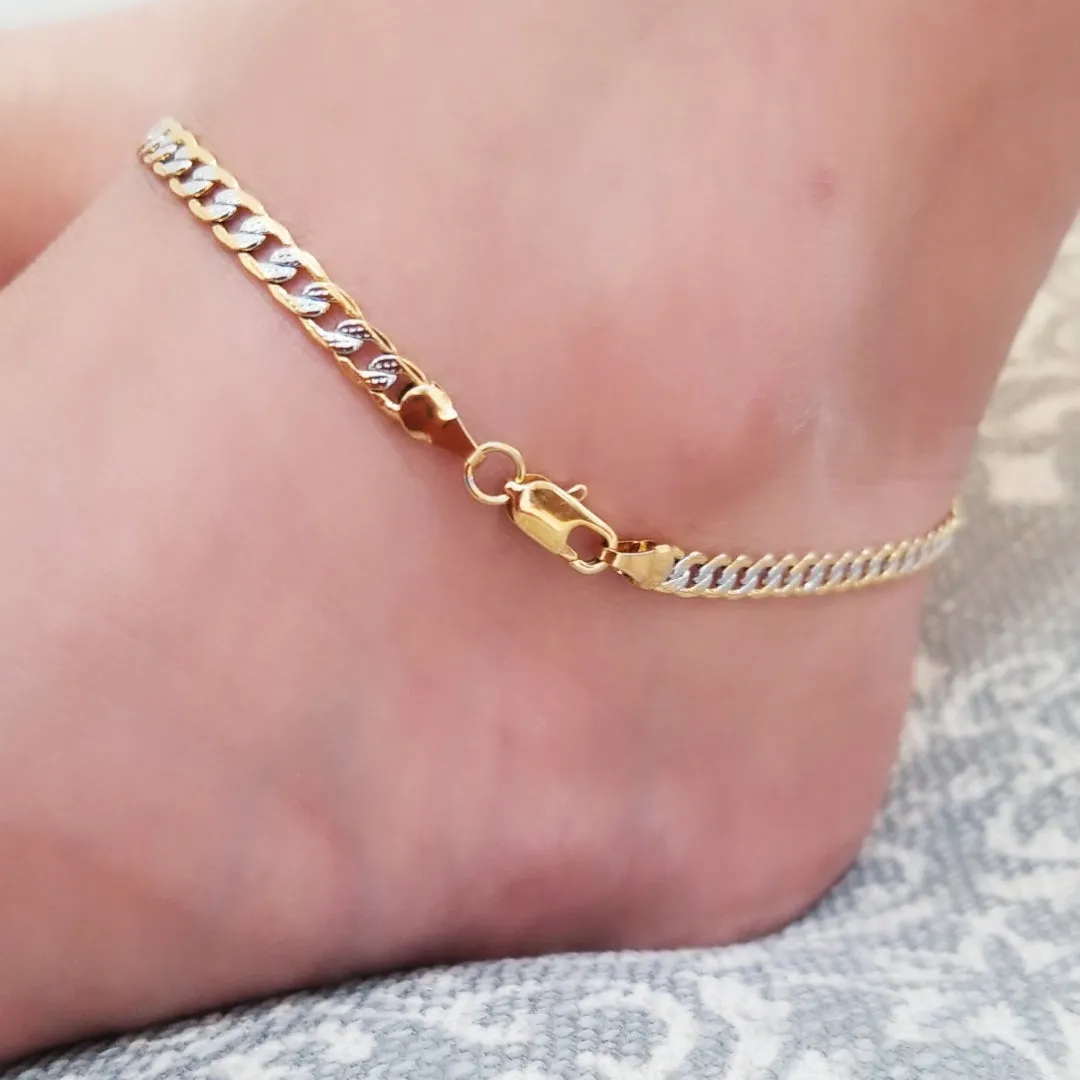 Two Tone Gold Curb Link Bracelet