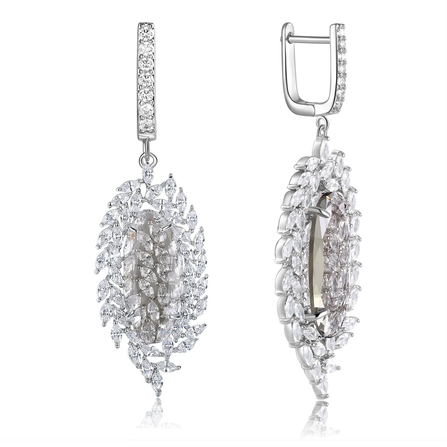 Valencia Light Grey Stone & Designer Shape CZ Earrings