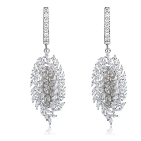 Valencia Light Grey Stone & Designer Shape CZ Earrings