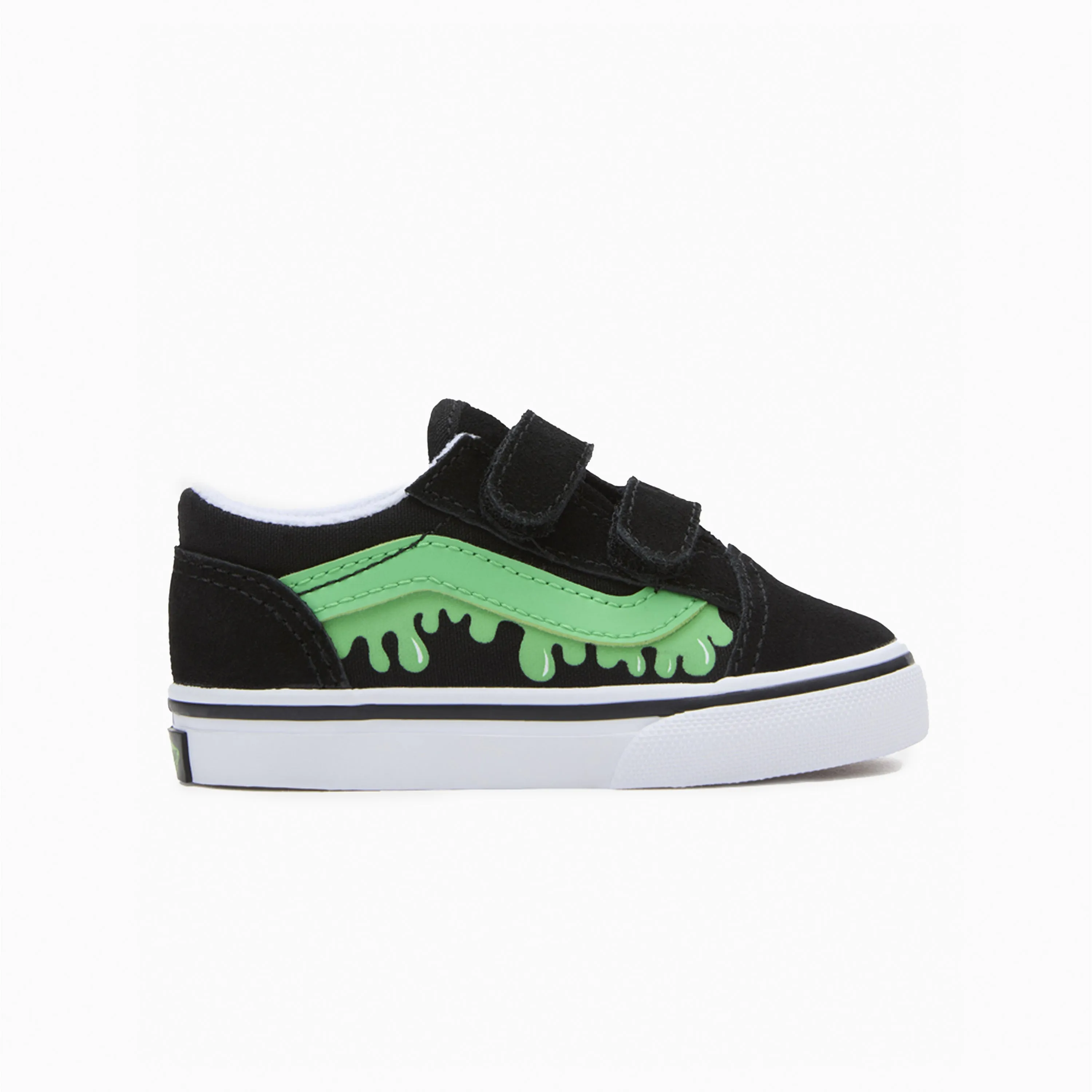 VANS OLD SKOOL V GLOW SLIME BLACK & GREEN - VN000CPZYJ71