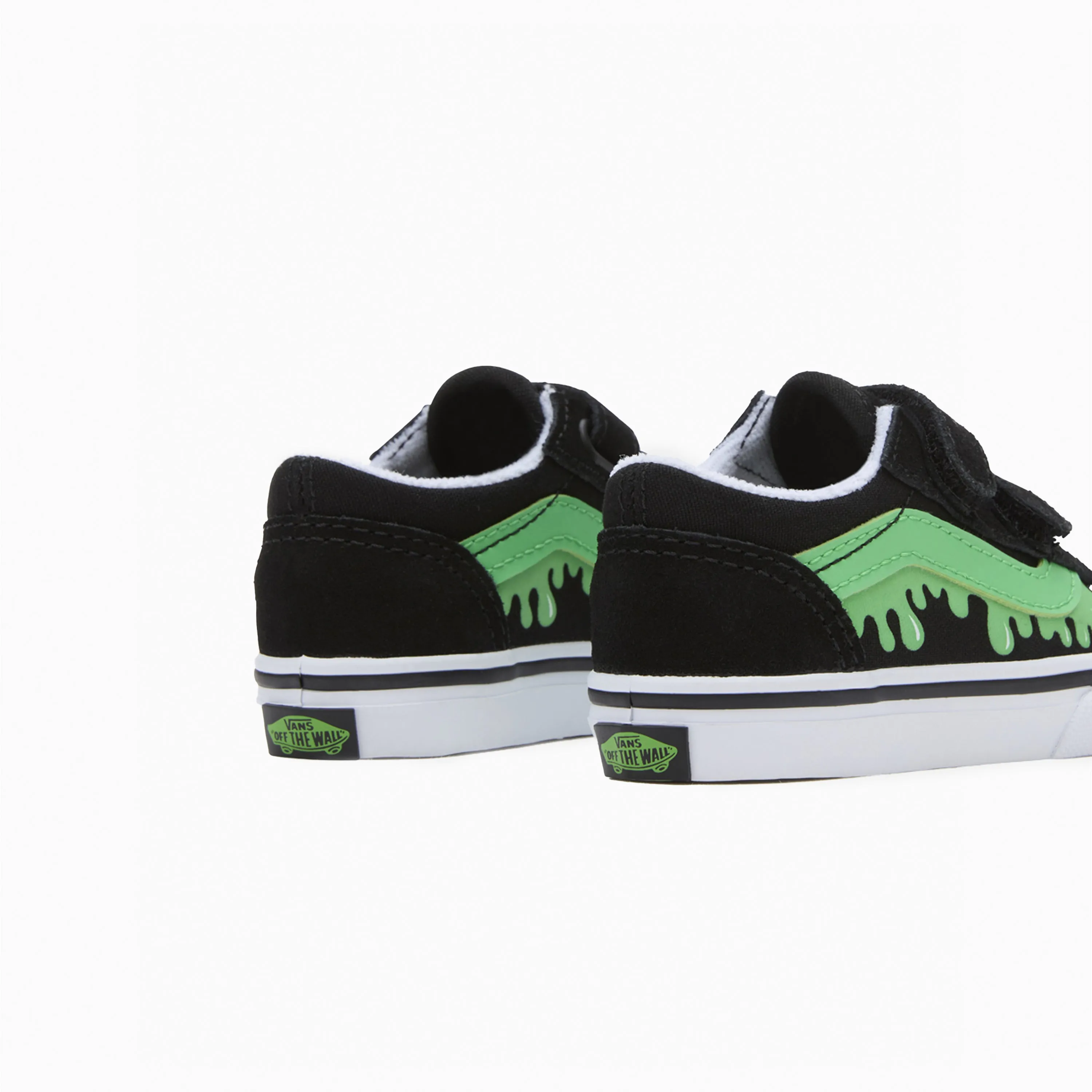 VANS OLD SKOOL V GLOW SLIME BLACK & GREEN - VN000CPZYJ71