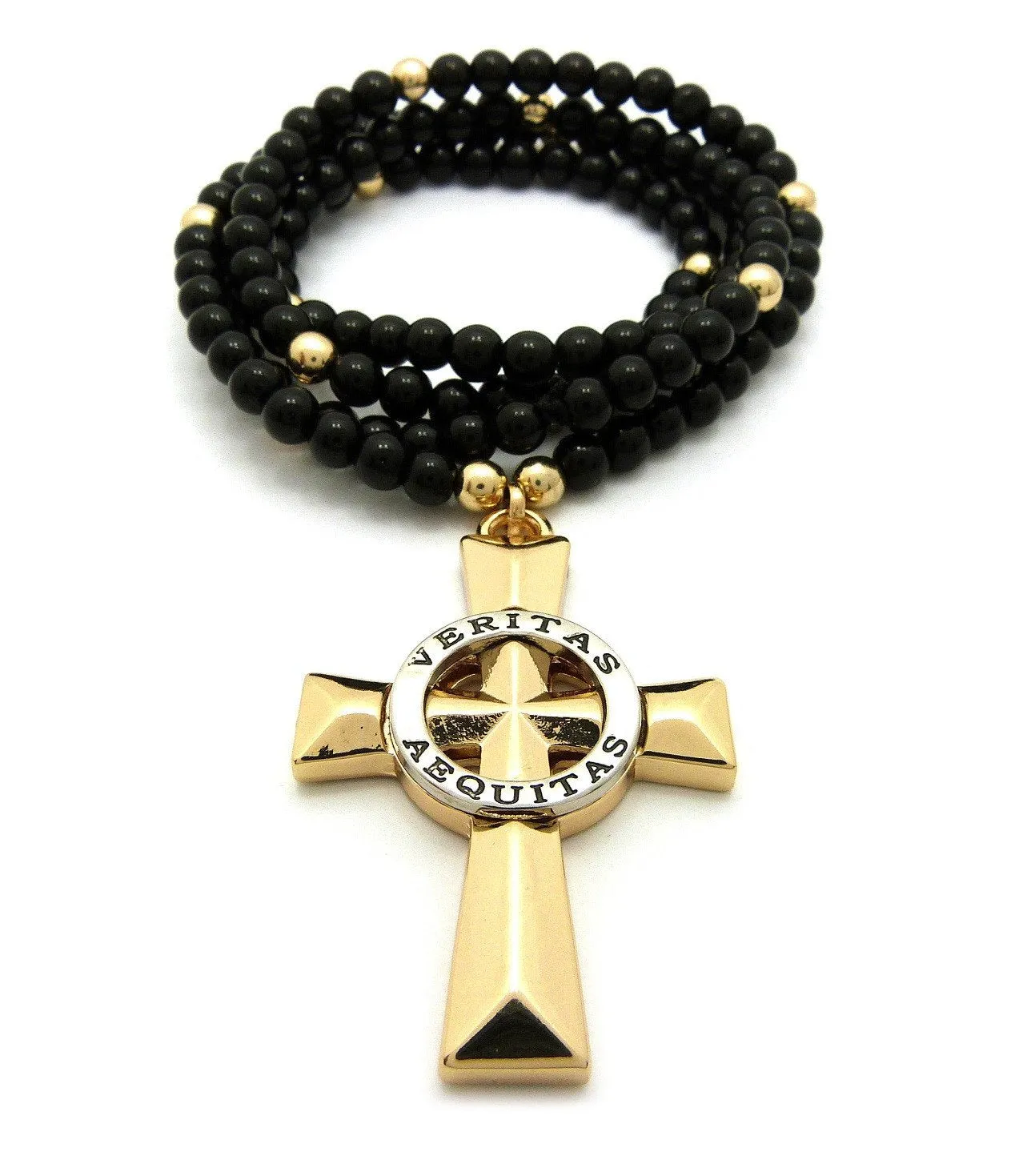 Veritas Abquitas Cross on Beaded Chain