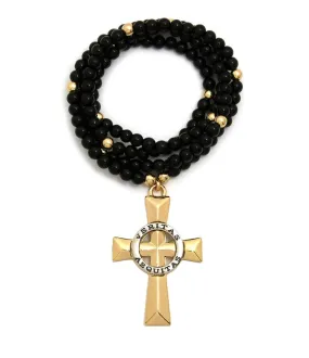 Veritas Abquitas Cross on Beaded Chain