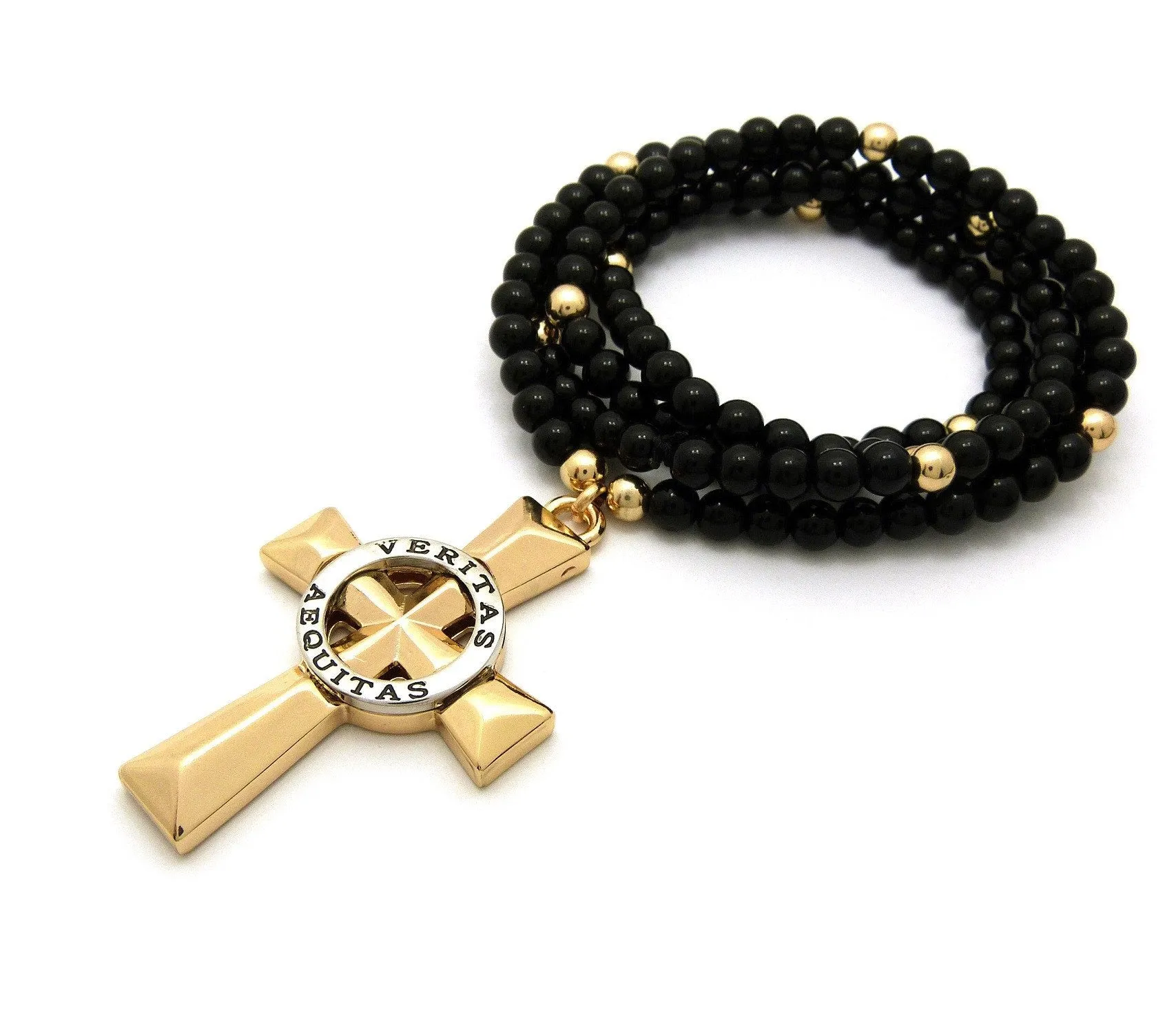 Veritas Abquitas Cross on Beaded Chain