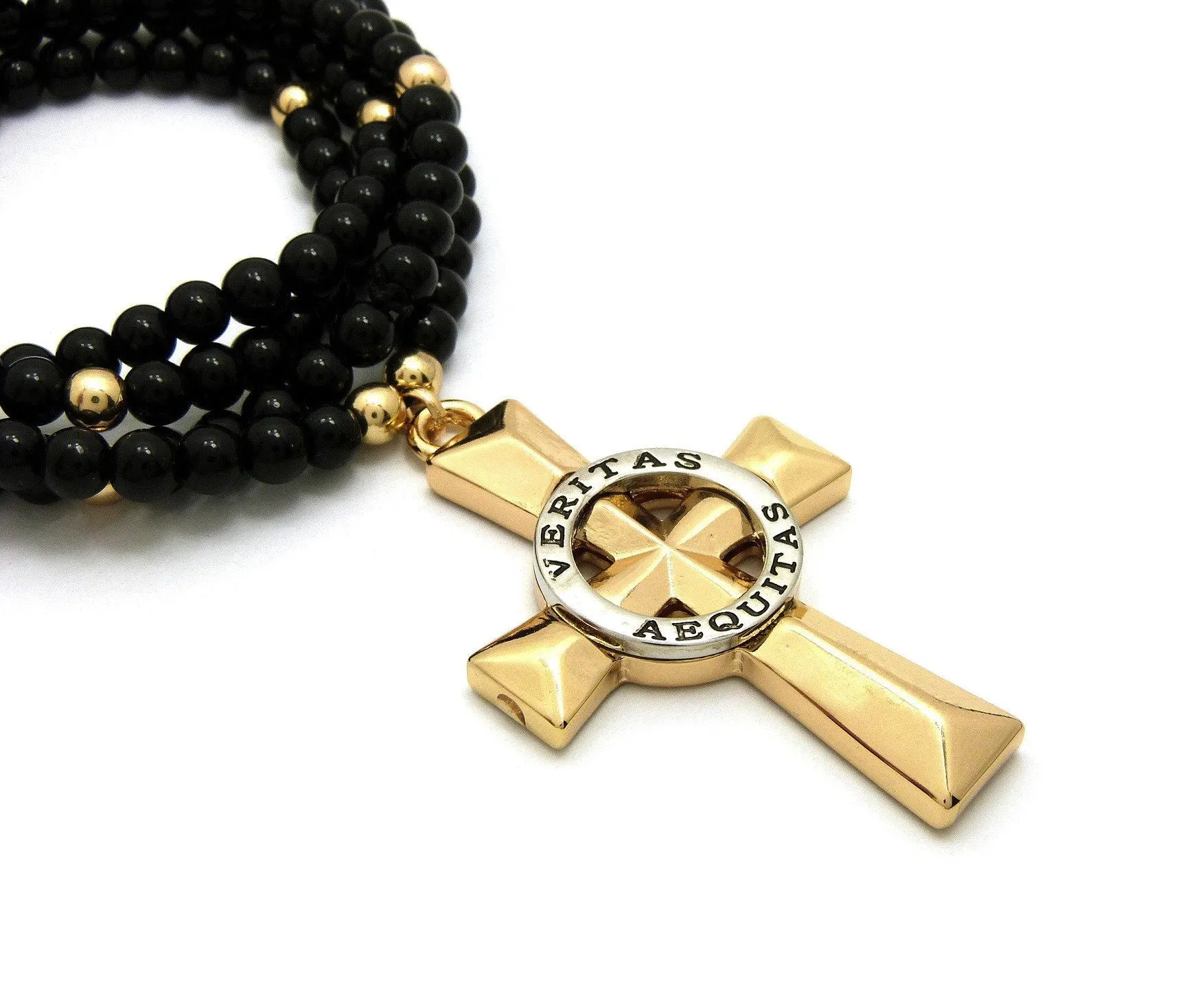 Veritas Abquitas Cross on Beaded Chain