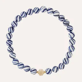 Victoire Blue & White Swirl Porcelain 14mm Necklace