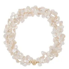 White Keshi Pearl Multi-Strand Necklace