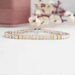 Yellow Cushion Cut Lab Grown Diamond Tennis Bracelet