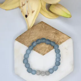 Zula - Ice Blue | Grey Lava | African Recycled Glass Bead Bracelet